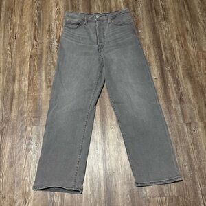 Levi's Ribcage Straight Ankle Jeans Women's 29 Button Fly Faded Black Wash Denim